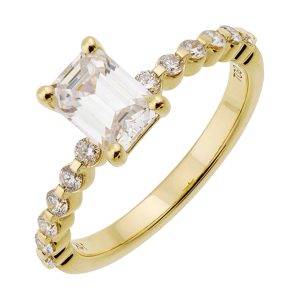 14Kt Yellow Semi Mount 1/3Ctw For 1Ct Emerald Cut Center