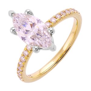 14Kt White Yellow Semi Mount 1/5Ctw For 2Ct Marquise Center