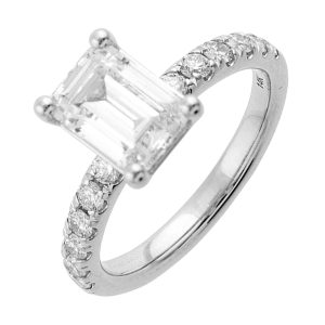 14Kt White Semi Mount 3/8Ctw For 2Ct Emerald Cut Center