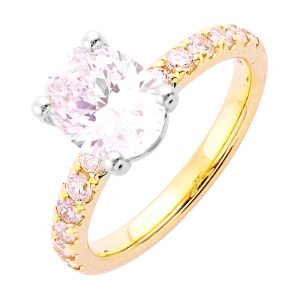 14Kt White Yellow Semi Mount 3/8Ctw For 2Ct Oval Center