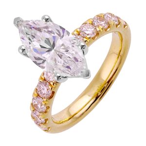 14Kt White Yellow Semi Mount 7/8Ctw For 2Ct Marquise Center