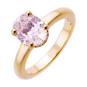 14Kt Yellow Semi Mount 1/10Ctw For 2Ct Oval Center
