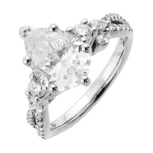 14Kt White Semi Mount 1/2Ctw For 2Ct Pear Center