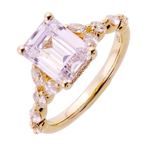 14Kt Yellow Semi Mount 1/3Ctw For 2Ct Radiant Center