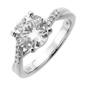 14Kt White Semi Mount 1/12Ctw For 2Ct Round Center