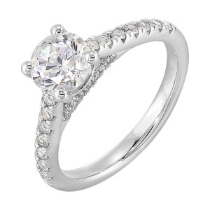 14Kt White Semi Mount 1/3Ctw For 1Ct Round Center
