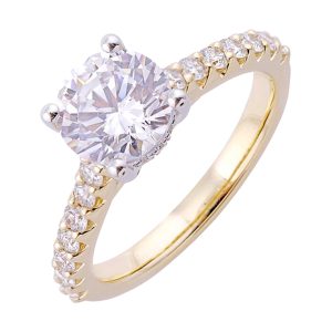 14Kt White Yellow Semi Mount 1/2Ctw For 2Ct Round Center