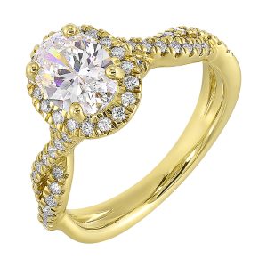 14Kt Yellow Semi Mount 3/8Ctw For 1Ct Oval Center