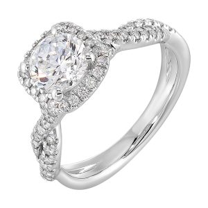 14Kt White Semi Mount 1/3Ctw For 1Ct Round Center