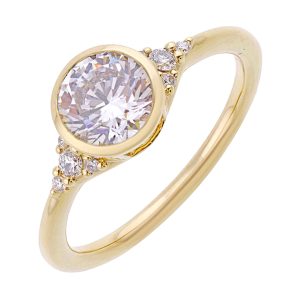 14Kt Yellow Semi Mount 1/10Ctw For 1Ct Round Center