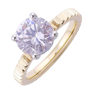 14Kt White Yellow Semi Mount 1/15Ctw For 2Ct Round Center