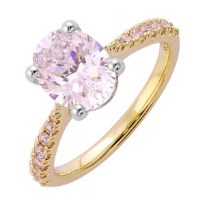 14Kt White Yellow Semi Mount 1/4Ctw For 2Ct Oval Center