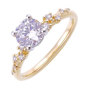 14Kt White Yellow Semi Mount 1/5Ctw For 2Ct Round Center