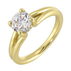 14Kt Yellow Semi Mount 1/20Ctw For 1Ct Round Center