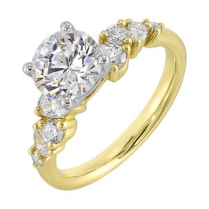 14Kt White Yellow Semi Mount 1/2Ctw For 1Ct Round Center