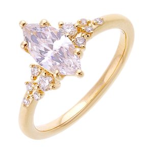 14Kt Yellow Semi Mount 1/8Ctw For 1Ct Marquise Center