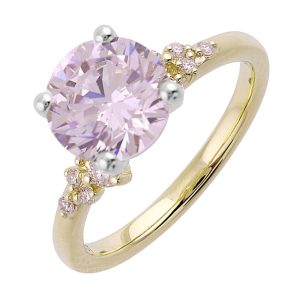 14Kt White Yellow Semi Mount 1/6Ctw For 2Ct Round Center