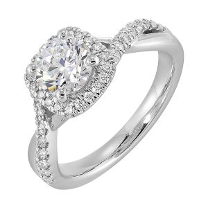 14Kt White Semi Mount 1/4Ctw For 1Ct Round Center