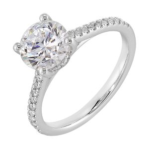 14Kt White Semi Mount 1/5Ctw For 1 1/2Ct Round Center