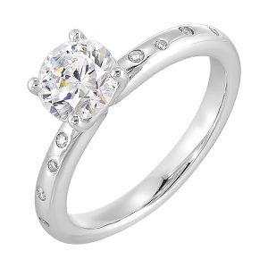 14Kt White Semi Mount 1/20Ctw For 1Ct Round Center