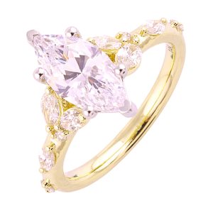 14Kt White Yellow Semi Mount 1/2Ctw For 2Ct Marquise Center