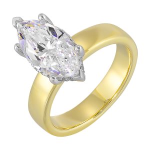 14Kt White Yellow Semi Mount 1/10Ctw For 2 1/2Ct Marquise Center