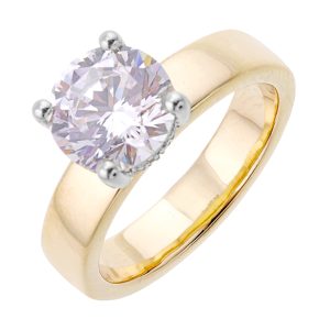 14Kt White Yellow Semi Mount 1/12Ctw For 1 1/2Ct Round Center