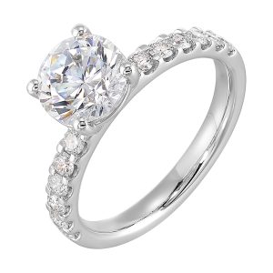 14Kt White Semi Mount 3/8Ctw For 1 1/2Ct Round Center