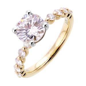 14Kt White Yellow Semi Mount 3/8Ctw For 2Ct Round Center