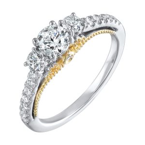 14Kt White Yellow Gold Diamond 1Ctw Ring